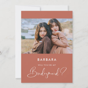 Elegant modern Red clay Bridesmaid proposal card