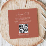 Elegant & modern Red Clay Honeymoon fund QR code Enclosure Card<br><div class="desc">A modern typography and a trendy terracotta colour for your wedding stationery: choose this simple and elegant wedding suite. Fully customisable: you can change the background as well as the text colour as you like. Replace the image with your own custom QR code to give your guests access to your...</div>