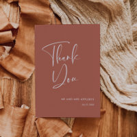 Elegant & modern Red clay Thank you card
