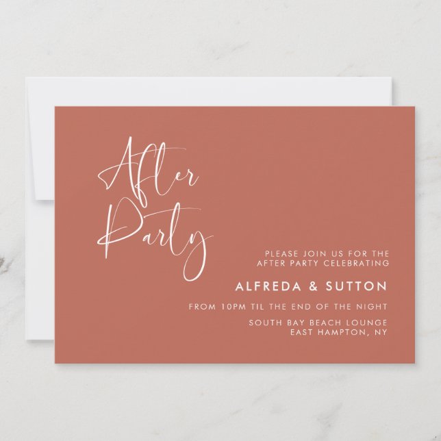 Elegant & modern Red clay wedding after party Invitation (Front)