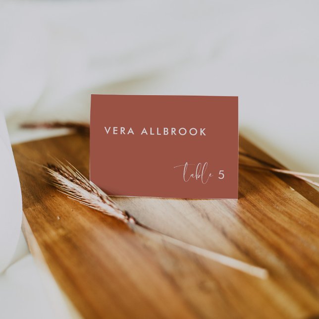 Elegant Modern Red clay wedding guest place card (Creator Uploaded)