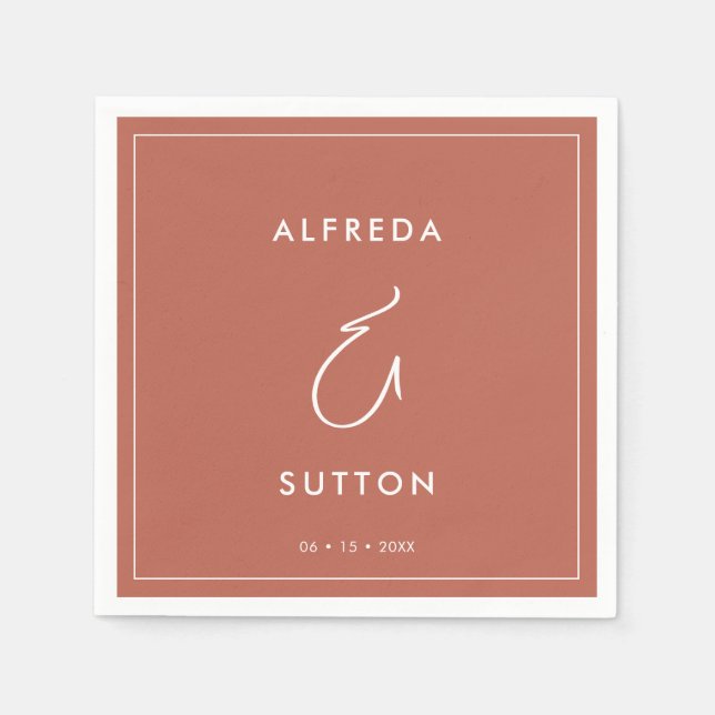 Elegant & Modern Red clay wedding Napkin (Front)