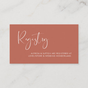 Elegant & modern Red clay wedding registry card