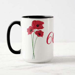 Elegant & Modern Red Floral 60th Birthday Woman Mug