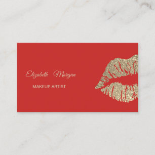 Elegant Modern Red ,Glitter Lips Business Card