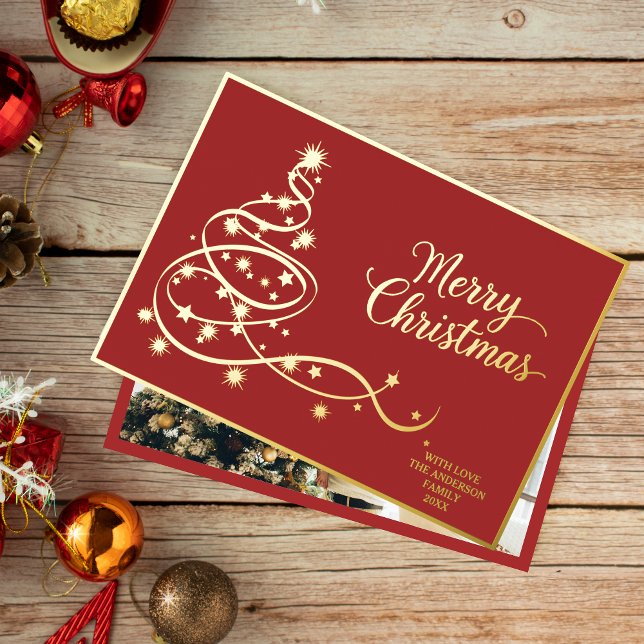 Elegant Modern Red Gold Christmas Photo  (Creator Uploaded)