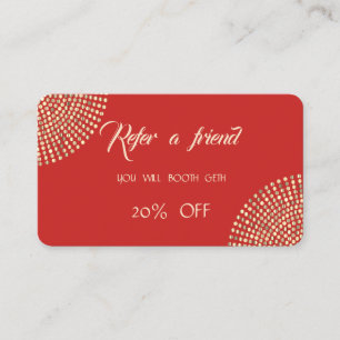 Elegant Modern Red,Gold Dots Referral Card
