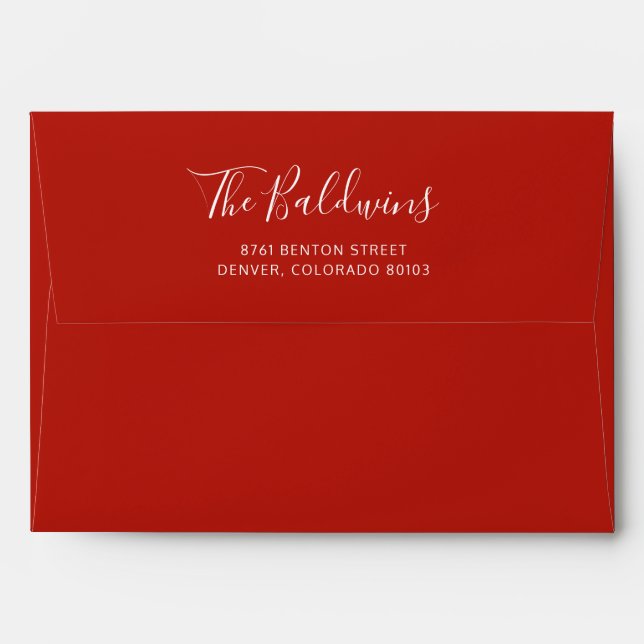 Elegant Modern Red Holiday Christmas Envelope (Back (Top Flap))