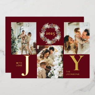Elegant Modern Red Photo Collage Joy Christmas