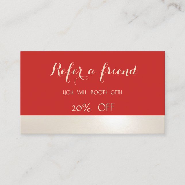 Elegant Modern,Red ,Striped  Referral Card (Front)
