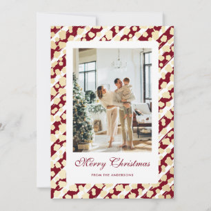 Elegant Modern Red White Photo Merry Christmas Holiday Card