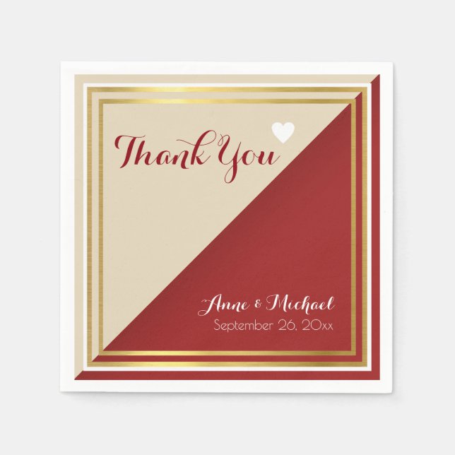 Elegant & Modern Reddish Wedding Napkin (Front)