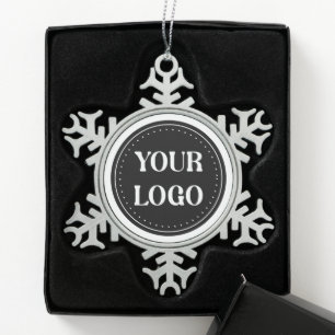 elegant, modern, refined, & editable. snowflake pewter christmas ornament