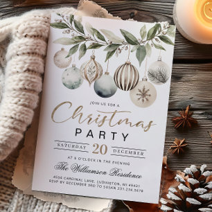 Elegant Modern Retro Christmas Party Invitation