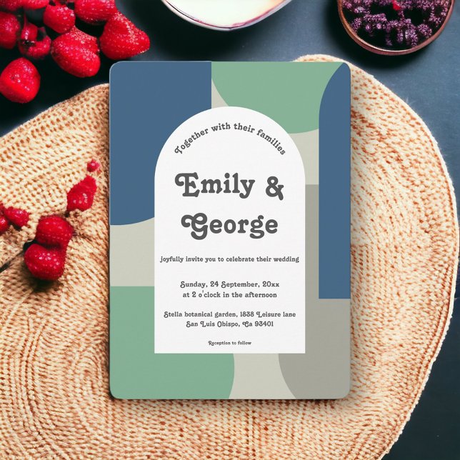 Elegant Modern Retro Classy Chic Abstract Wedding Invitation (Creator Uploaded)