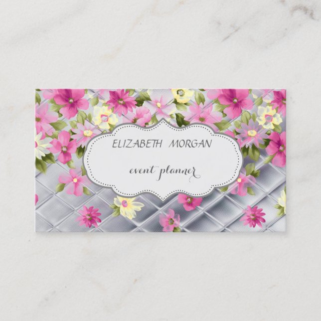Elegant ,Modern,Romantic,Flowers Business Card (Front)
