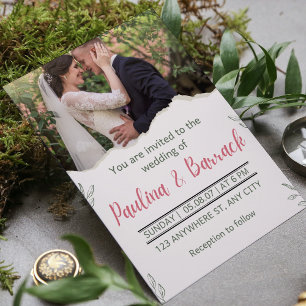 Elegant Modern Romantic Minimalist Photo Wedding  Invitation