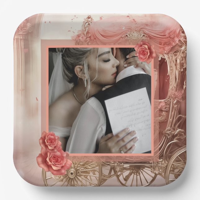 Elegant modern romantic Wedding  Paper Plate (Front)