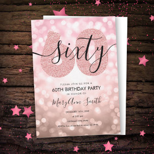 Elegant Modern Rose Gold 60th Birthday Party  Invitation