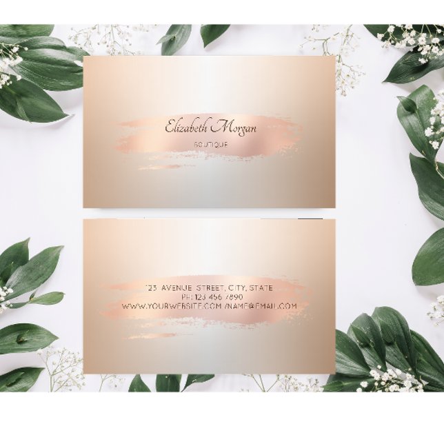Elegant Modern, Rose Gold Brush Stroke Business Card (Creator Uploaded)
