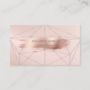 Elegant Modern Rose Gold Brush Stroke, Geometric Business Card