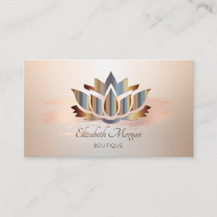 Elegant Modern, Rose Gold Brush Stroke Lotus Business Card