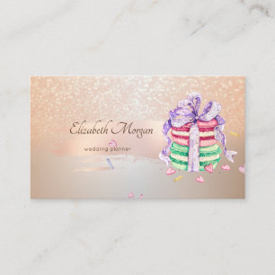 Elegant Modern, Rose Gold Brush Stroke,Macarons Business Card