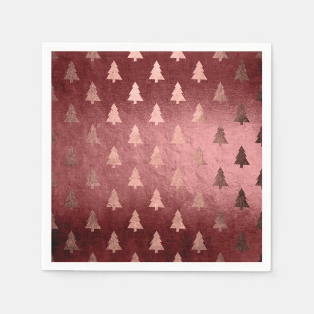 Elegant modern rose gold Christmas tree pattern Napkin (Front)