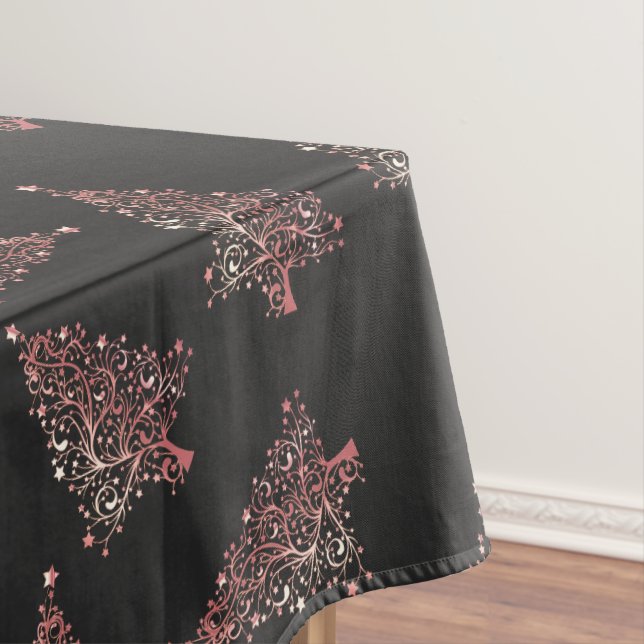 Elegant modern rose gold Christmas tree pattern Tablecloth (In Situ)