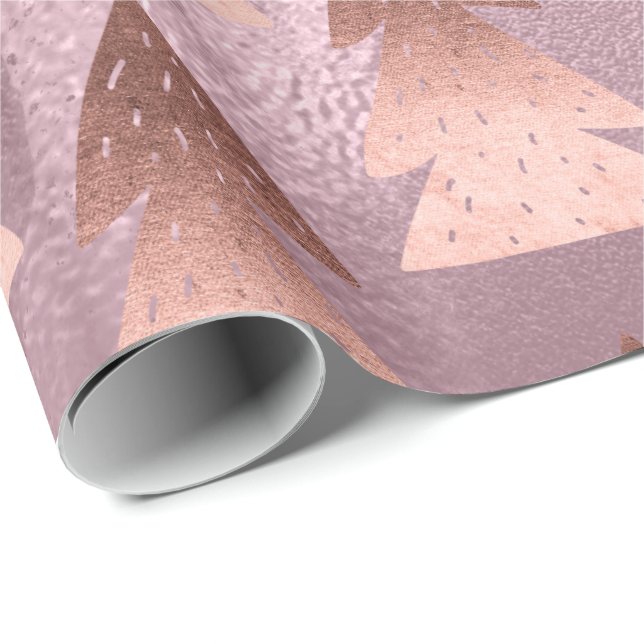 Elegant modern rose gold Christmas tree pattern Wrapping Paper (Roll Corner)