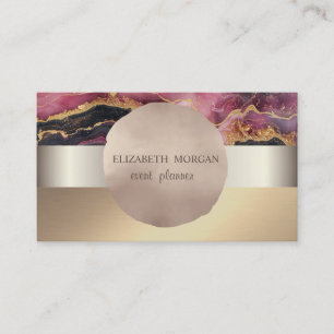 Elegant Modern,Rose Gold Circle Burgundy Marble Business Card