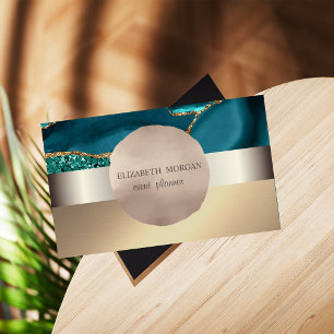 Elegant Modern,Rose Gold Circle Emerald Green Business Card