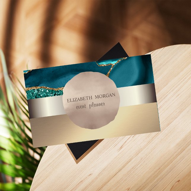 Elegant Modern,Rose Gold Circle Emerald Green Business Card (Creator Uploaded)