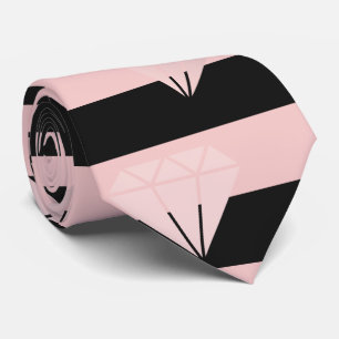 Elegant modern rose gold diamond pattern & stripe tie