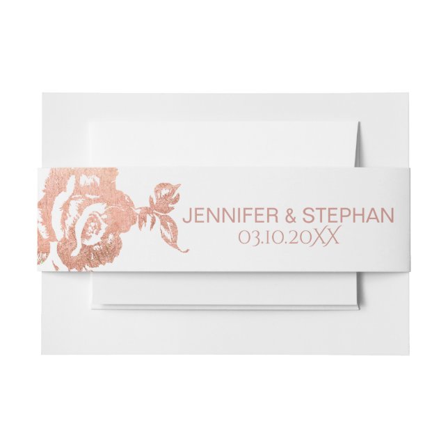 Elegant Modern Rose Gold Floral Belly Band Invitation Belly Band (Front Example)