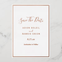 Elegant Modern Rose Gold Foil Save The Date Card