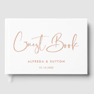 Elegant & modern Rose Gold foil wedding Guest Book