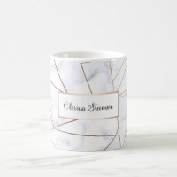 elegant modern rose gold geometric white marble