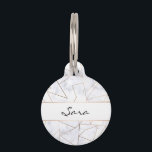 elegant modern rose gold geometric white marble pet tag<br><div class="desc">Stylish design featuring faux white marble and faux rose gold geometric pattern</div>