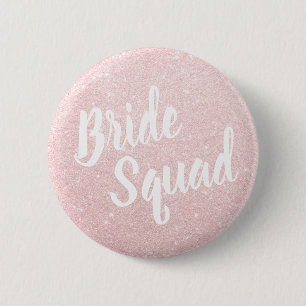 Elegant & modern rose gold glitter brides squad 6 cm round badge