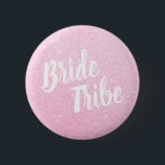 Elegant & modern rose gold glitter brides tribe 6 cm round badge<br><div class="desc">Stylish design in faux rose gold glitter.</div>