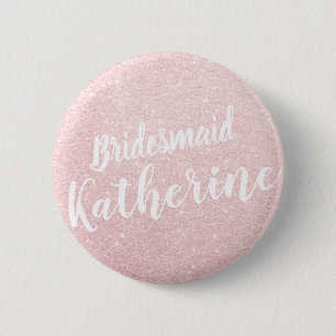 Elegant & modern rose gold glitter bridesmaid 6 cm round badge