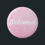 Elegant & modern rose gold glitter bridesmaid 6 cm round badge<br><div class="desc">Stylish design in faux rose gold glitter.</div>