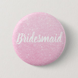 Elegant & modern rose gold glitter bridesmaid 6 cm round badge