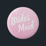 Elegant & modern rose gold glitter bridesmaid 6 cm round badge<br><div class="desc">Stylish design in faux rose gold glitter.</div>