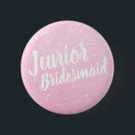 Elegant modern rose gold glitter junior bridesmaid 6 cm round badge<br><div class="desc">Stylish design in faux rose gold glitter.</div>