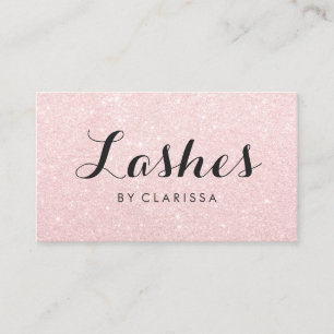 Elegant modern rose gold glitter lashes business card