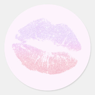 Elegant modern rose gold glitter lips violet classic round sticker