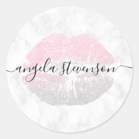 Elegant modern rose gold glitter lips white marble
