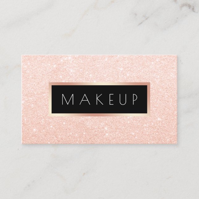 Elegant modern rose gold glitter makeup artist business card (Front)